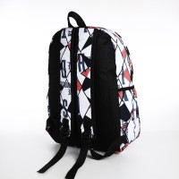 Рюкзак на молнии, 3 наружных кармана, цвет чёрный/синий/бежевый