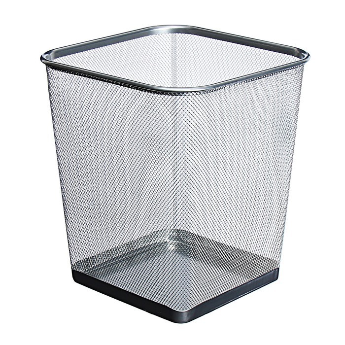 Корзина для бумаг Calligrata, 17 л, сетка, металлическая, квадратная, серебро
