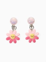Серьги-клипсы детские «Выбражулька» цветок с жемчужиной, розово-белые