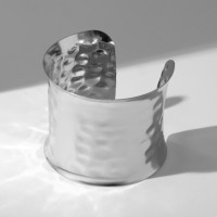 Браслет металл «Манжета» загнутый, цвет серебро