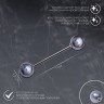 Булавка «Две жемчужины», 6.5 см, бусина №12, серая в серебре
