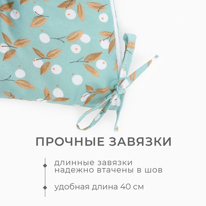Подушка на стул Этель "Цветы" цв.голубой, 40х40 см, 100% п/э