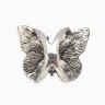 Кольцо для платка «Бабочка», белое в чернёном серебре