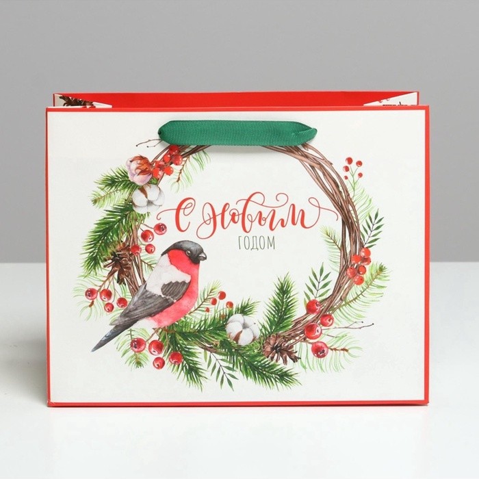 Пакет подарочный новогодний ламинированный «С Новым годом», MS 23×18×10 см Пакет подарочный новогодний ламинированный «С Новым годом», MS 23×18×10 см