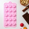 Форма для конфет и шоколада Доляна «Сердечко», силикон, 21×10 см, 15 ячеек (2.7×2.8 см), МИКС