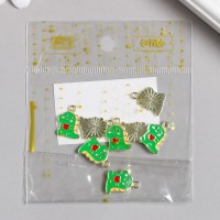 Металлический элемент, декоративная подвеска «Арт Узор. Динозаврик с сердечком», эмаль, 1.6×1.1 см