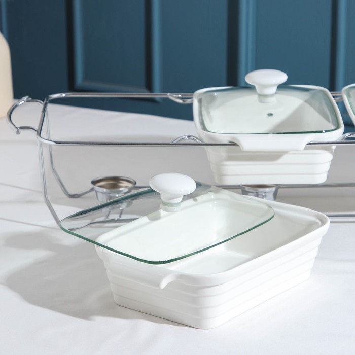 Мармит тройной «Эстет», 26×16,5×6 см, 1,1 мл, форма прямоугольная