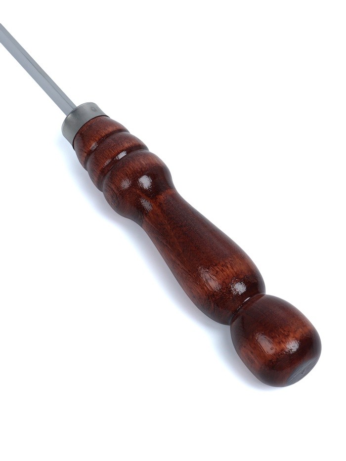 Кочерга узбекская с деревянной ручкой, матовая 40/1 см, полная длина 62 см, сталь 2.5 мм