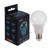 Лампа светодиодная Luazon Lighting, A60, 7 Вт, E27, 630 Лм, 4000 К, дневной свет