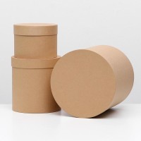 Набор круглых коробок 3в1 «Крафт однотонный», 30×30 - 16×16
