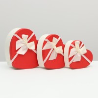 Набор подарочных коробок сердце 3 в 1, «Белый бант», 22×20×9; 19×17×7.5; 16×13.5×6 см