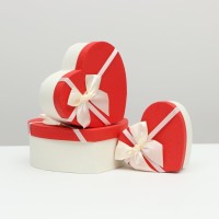 Набор подарочных коробок сердце 3 в 1, «Белый бант», 22×20×9; 19×17×7.5; 16×13.5×6 см