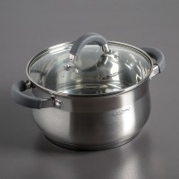 Кастрюля «Ирида», 5,2 л, d=22 см, капсульное дно, стеклянная крышка