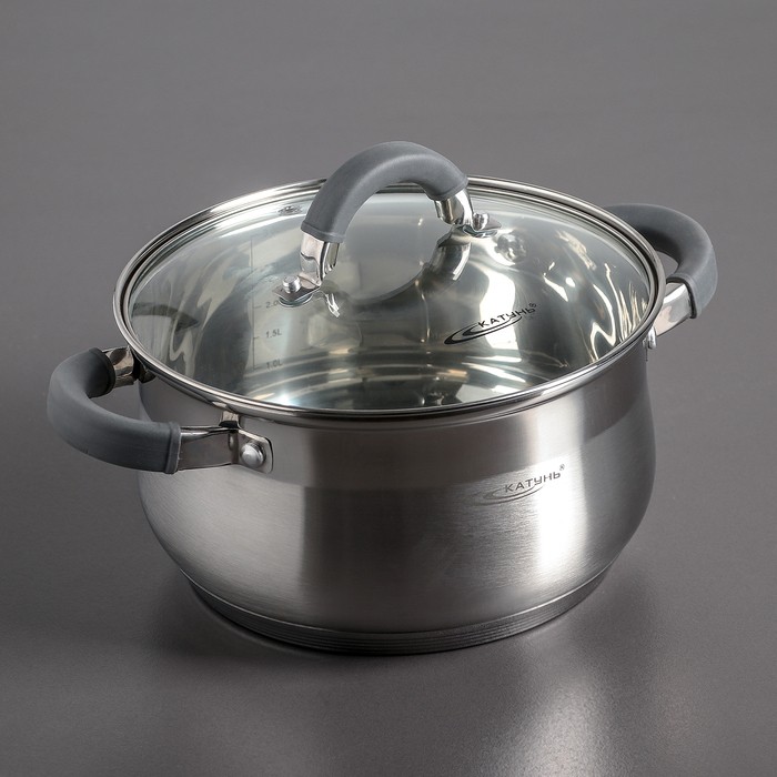 Кастрюля «Ирида», 5,2 л, d=22 см, капсульное дно, стеклянная крышка