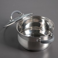 Кастрюля «Ирида», 5,2 л, d=22 см, капсульное дно, стеклянная крышка