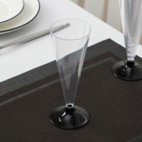 Фужер одноразовый для шампанского «Конус», 100 мл, с чёрной ножкой, цвет прозрачный