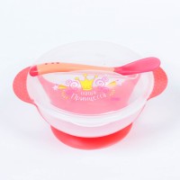 Тарелка M&amp;B «Наша принцесса» 350 мл, на присоске, в наборе крышка, ложка, розовая