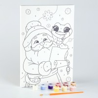 Картина по номерам на новый год на холсте с подрамником «Дедушка и змейка», 20 х 30 см, символ года 2025