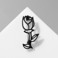 Брошь «Цветок» контурная роза, цвет чёрный