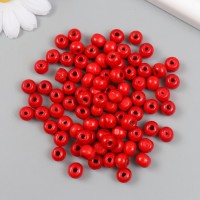 Бусины для творчества дерево "Красные" d=0,8 см набор 20 гр
