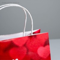 Пакет подарочный крафт, упаковка, All you need is love, 22×25×12 см