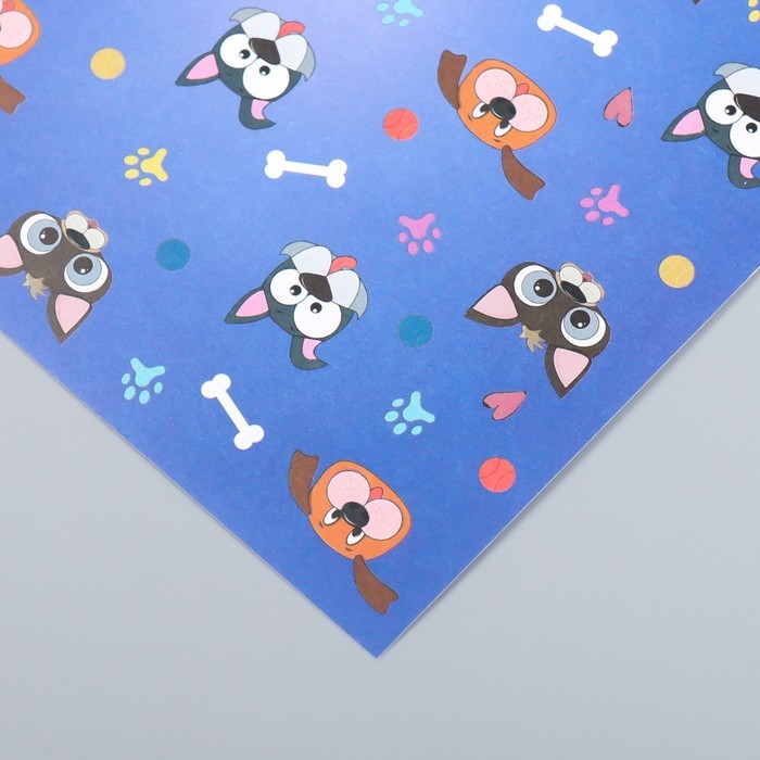 Бумага для скрапбукинга "Пёсики" плотность 180 гр 30,5х32 см