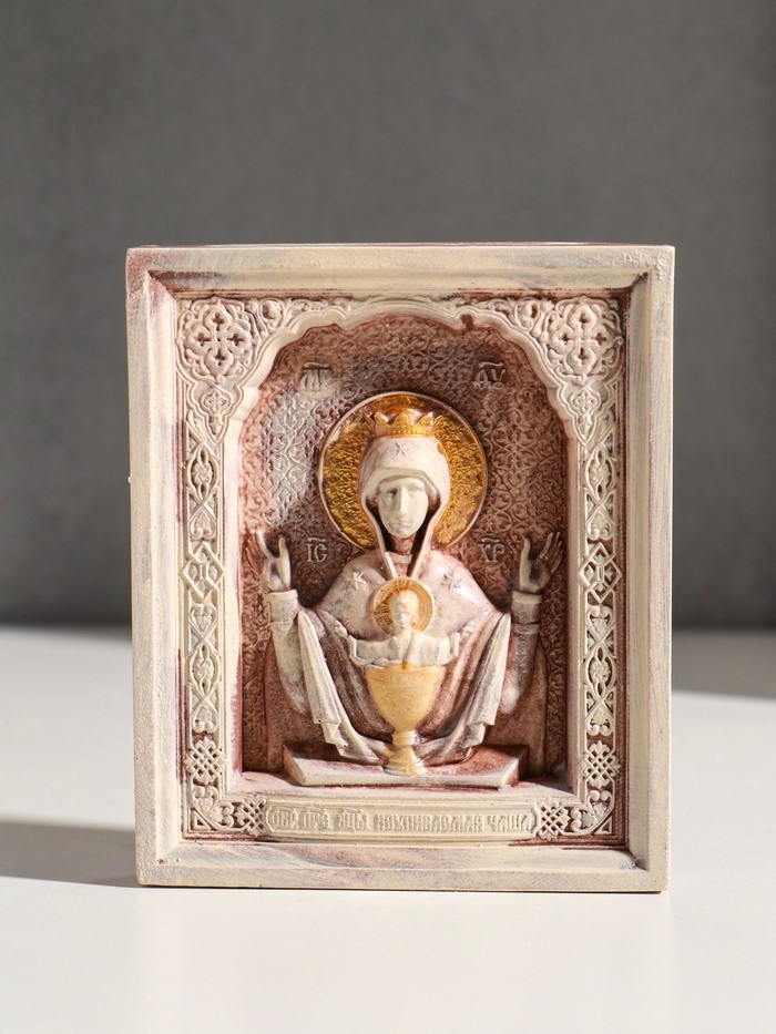 Икона «Неупиваемая чаша», с подвесом, 12×10×2 см, гипс, роспись