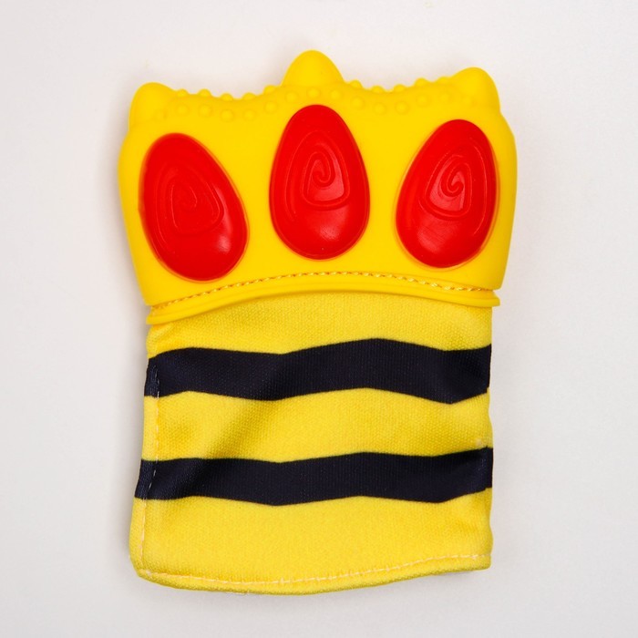 Прорезыватель рукавичка «Лапка тигра», на липучке