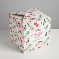 Коробка подарочная новогодняя складная «С Новым годом», 18×18×18 см