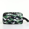 Косметичка на молнии мужская, с ручкой, с принтом «Камуфляж», зелёная