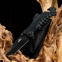 Нож складной «Акула» 21 см, клинок 90 мм/2.8 мм, со стропорезом и стеклобоем