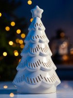 Светодиодная фигура «Ёлочка ажурная», 19.8×10.8×10.8 см, 1 LED, керамика, от батареек LR44×3, тёплый белый свет