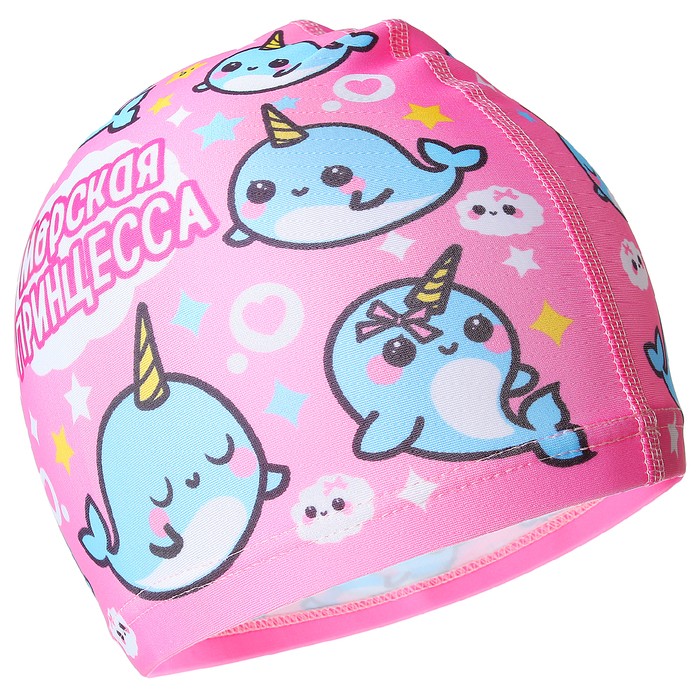 Шапочка для плавания детская «Нарвалы», тканевая, обхват 46-52 см