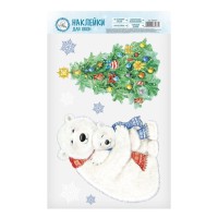 Наклейки новогодние на окна «Снежные забавы», многоразовые, 20 х 34 см