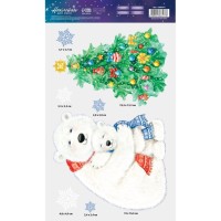 Наклейки новогодние на окна «Снежные забавы», многоразовые, 20 х 34 см