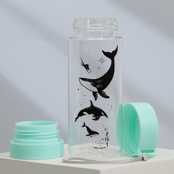 Бутылка для воды пластиковая «Киты», 600 мл