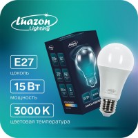 Лампа светодиодная Luazon Lighting, A60, 15 Вт, E27, 1350 Лм, 3000 К, теплый белый