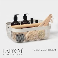 Корзинка универсальная LaDо́m «Половинки», прямоугольная, с ручкой, 32.5×24.5×11.5 см, белая