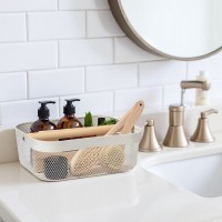 Корзинка универсальная LaDо́m «Половинки», прямоугольная, с ручкой, 32.5×24.5×11.5 см, белая