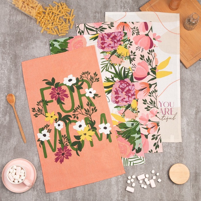 Набор кухонных полотенец Доляна Spring mood, 35×60 см-4 шт., 100% хлопок