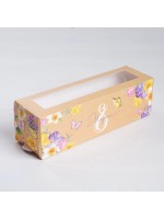 Коробка для макарун, кондитерская упаковка, «8 марта» 18×5.5×5.5 см