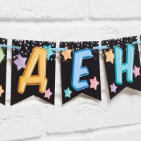 Гирлянда «С Днём Рождения» черная с цветными шарами, длина 215 см