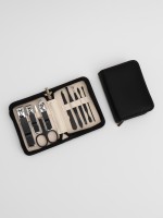 Набор маникюрный, 9 предметов, в футляре, чёрный