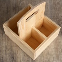 Салфетница деревянная «Комбо», 3 отделения, 19×17×8.5 см, сосна