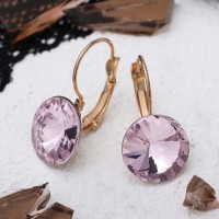 Серьги со стразами «Яркая классика», розовые в золоте, d=1.4 см