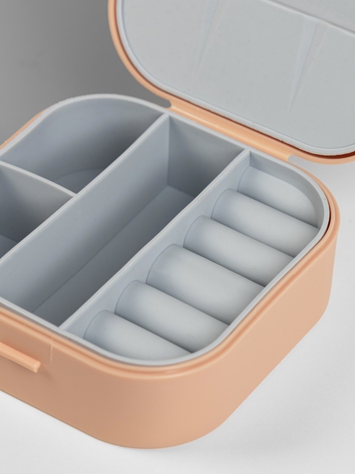 Органайзер для украшений QF «Шкатулка», с крючками, 9×9×3.8 см, розовый