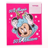Тетрадь 12 листов, клетка,  "Единорог", 4 вида  МИКС, Минни Маус