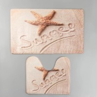 Набор ковриков для ванной и туалета Доляна «На пляже», 2 шт: 40×45, 45×75 см