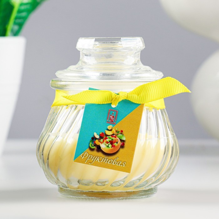 Свеча ароматическая в банке "Горшочек" 9х7,5см, фруктовая