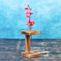 Кашпо деревянное 9×9×24 см с 1 колбой "Квадрат", обжиг Дарим Красиво